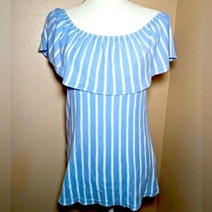 Old Navy Women’s Blue & White Relaxed Off-the-Shoulder Striped Blouse! Size M.